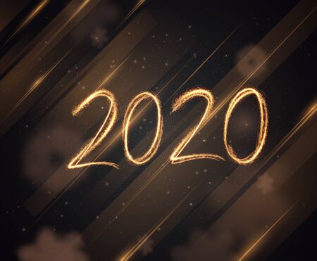 Gold 2020 Happy New Year party invitation background