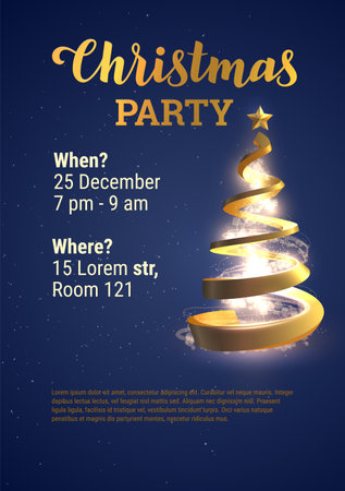 Golden spiral shaped stylised christmas tree vector background.のイラスト素材