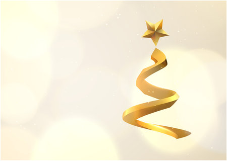 Golden spiral shaped stylised christmas tree vector background.のイラスト素材