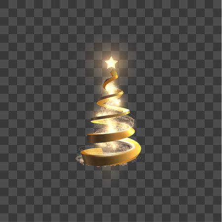 Golden spiral shaped stylised christmas tree vector background.のイラスト素材