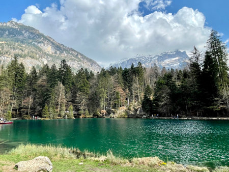 A beautiful view of the Blausee lake, Switzerland