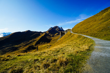 mountain landscape with blue sky, swiss alps, Switzerland