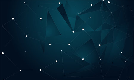 Abstract polygonal space low poly dark background with connecting dots and lines. Connection...