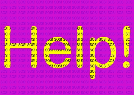 Contrast bright background, help and sos illustrationのイラスト素材