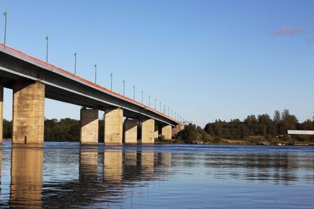 The bridge through the Neva river, an automobile lineの写真素材