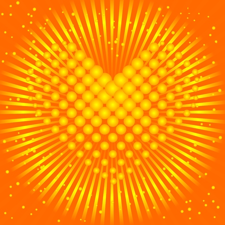 Yellow heart from balls and the sun behind itのイラスト素材