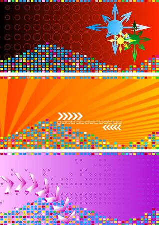Set of bright abstract banners: orange, red and violetのイラスト素材
