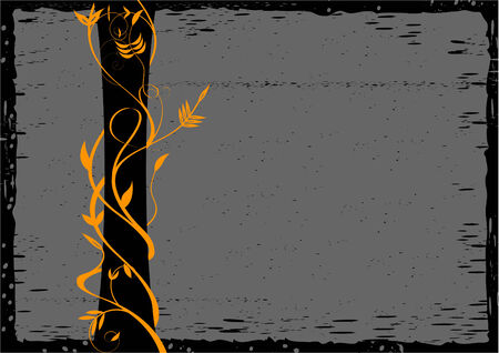 Grunge floral background with a column and lianasのイラスト素材