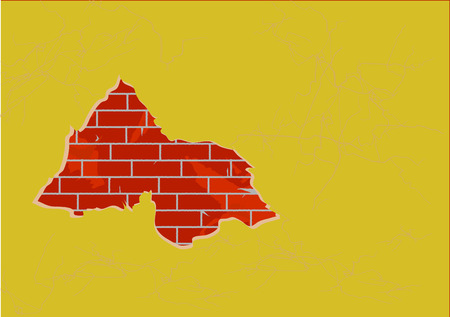 The big hole in a wall with a bricklayingのイラスト素材