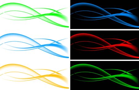 Abstract colourful waves - on white and black backgroundsのイラスト素材