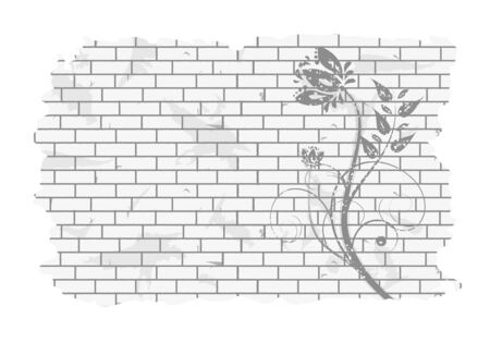Floral pattern on a brick wallのイラスト素材