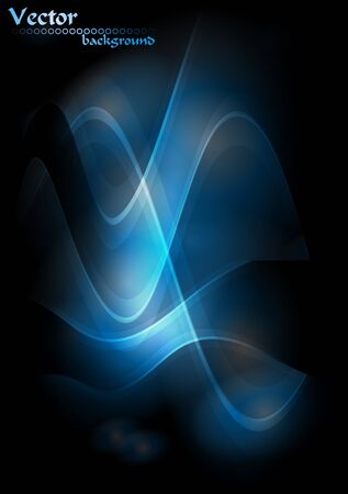 Vector illustration of glowing waves on dark backgroundのイラスト素材