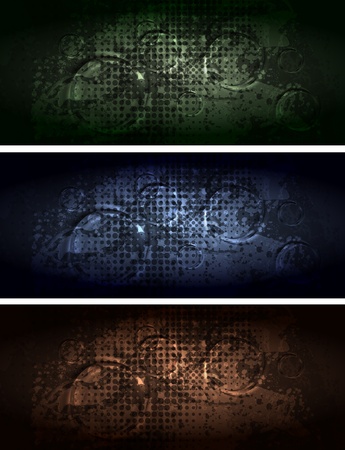 Set of dark grunge banners のイラスト素材