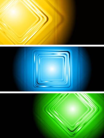 Abstract colourful banners with square elementsのイラスト素材