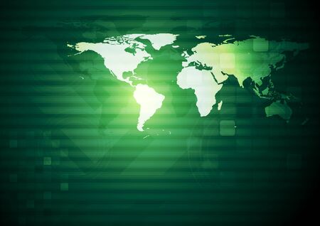 Dark green technology design with world map. Eps 10 vector backgroundのイラスト素材