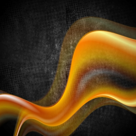 Abstract orange waves on grunge backdropのイラスト素材