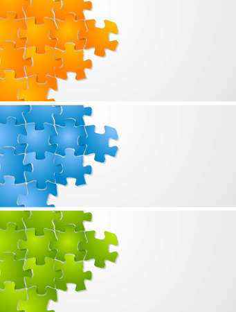 Abstract technology puzzle vector bannersのイラスト素材
