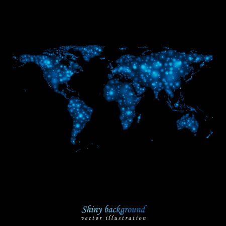 Abstract shiny lights world map. Vector design eps 10のイラスト素材