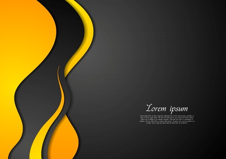Abstract black and yellow waves. Vector templateのイラスト素材