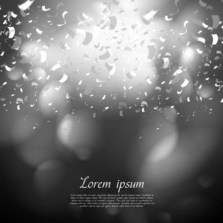 Black and white paper confetti background. Abstract modern greeting vector designのイラスト素材
