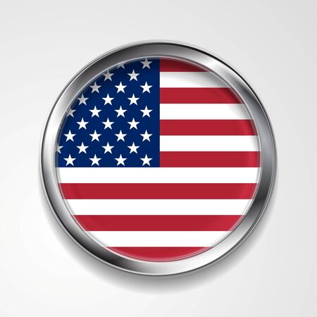 Abstract vector button with metallic frame. USA flagのイラスト素材