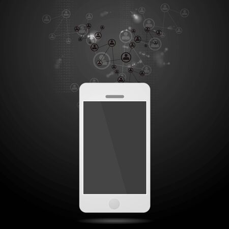 Team vector connect abstract background with mobile phoneのイラスト素材