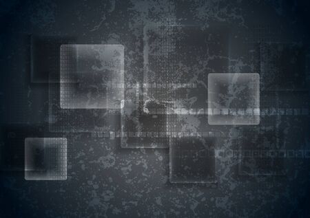 Abstract transparent glass squares on grungeのイラスト素材