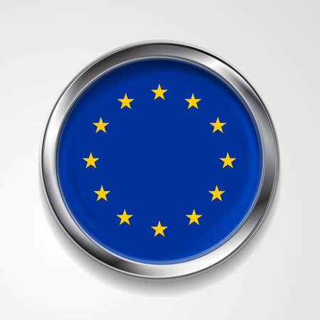 European union vector metal button flagのイラスト素材