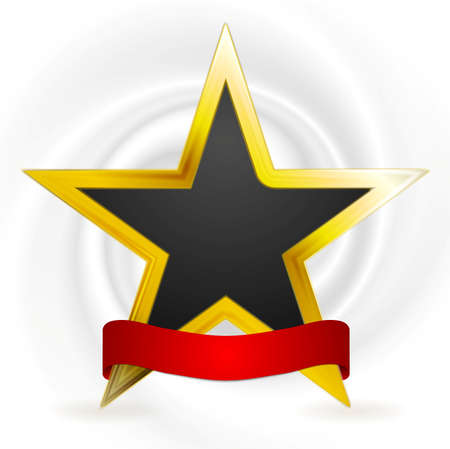 Gold star and red ribbon. Winner vector designのイラスト素材