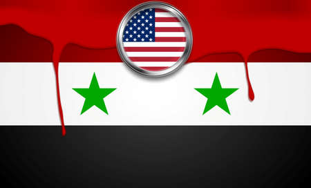 USA and Syria political concept background. Vector designのイラスト素材