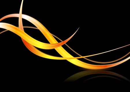 Glowing abstract waves on black background. Vector illustrationのイラスト素材