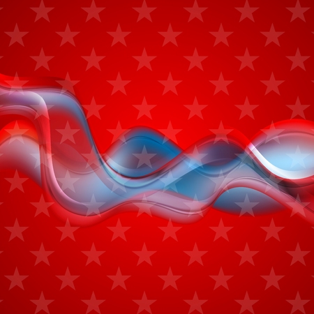 Abstract shiny waves bright USA background. Vector stars designのイラスト素材