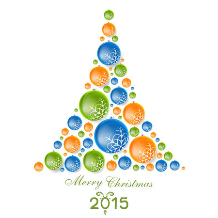 Creative concept fir tree from Christmas balls. Vector designのイラスト素材