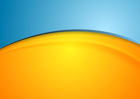 Orange and blue shiny waves background. Vector illustrationのイラスト素材