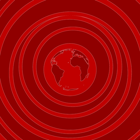 Red flat minimal tech background. Circles and globe. Vector designのイラスト素材
