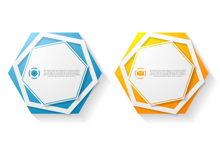 Abstract hexagon shape sticker design. Vector backgroundのイラスト素材