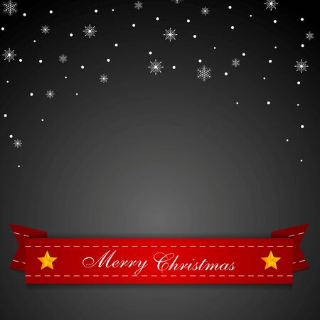 Dark Christmas background with red ribbon. Vector designのイラスト素材