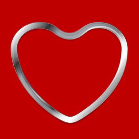 Metal heart on red background. Vector designのイラスト素材
