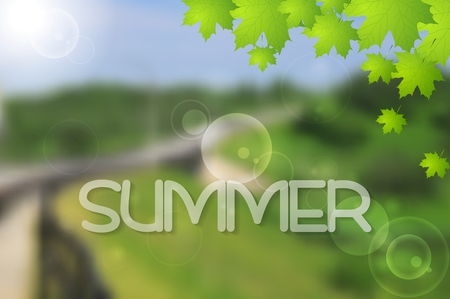 Bright green summer landscape design. Vector backgroundのイラスト素材