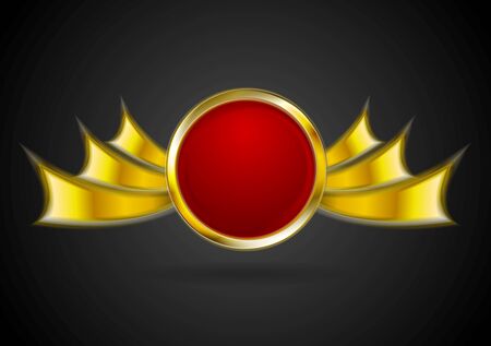 Bright golden logo element. Vector backgroundのイラスト素材