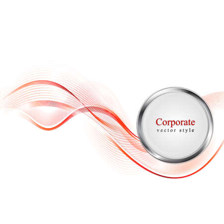 Tech bright wavy background with metal circle. Vector design templateのイラスト素材