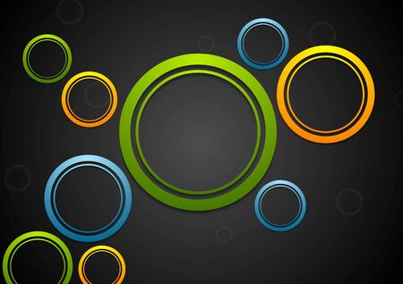 Colorful circles on dark background. Vector designのイラスト素材