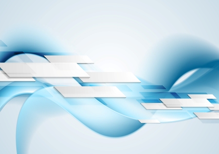 Blue shiny hi-tech motion waves background. Vector designのイラスト素材