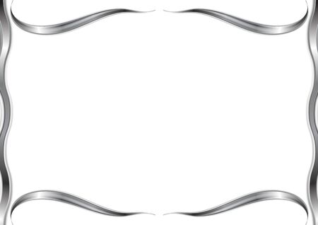Abstract wavy pattern frame. Silver metal backgroundのイラスト素材