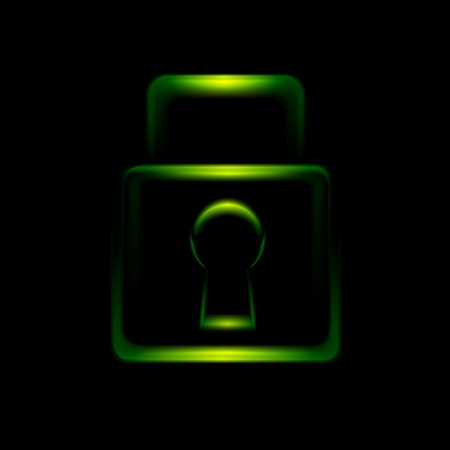 Green glowing lock symbol icon. のイラスト素材