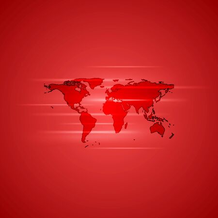 Red glowing background with world map.のイラスト素材
