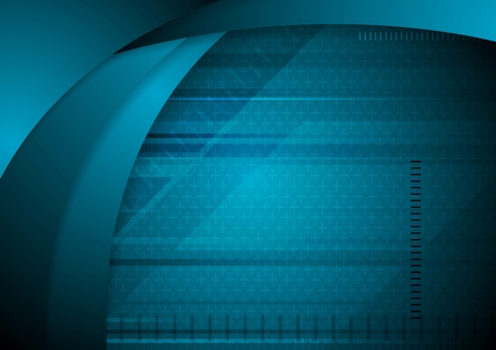 Abstract blue wavy tech background. Vector designのイラスト素材