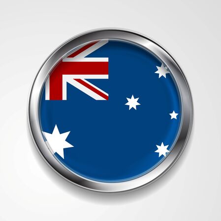 Abstract vector button with metallic frame. Australian flagのイラスト素材