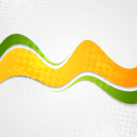 Abstract orange green waves grunge background. Vector creative designのイラスト素材