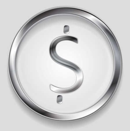 Concept metallic dollar symbol in circle. Vector backgroundのイラスト素材